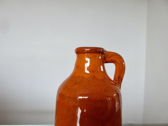 Image 1 of Vase With Handle, Orange Ceramic, France, 50s-60s