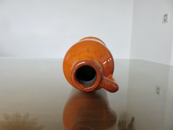 Image 1 of Vase With Handle, Orange Ceramic, France, 50s-60s