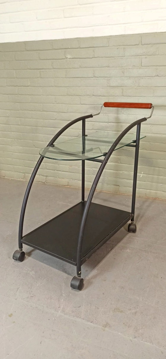 Image 1 of Postmodern Trolley Bar Cart 