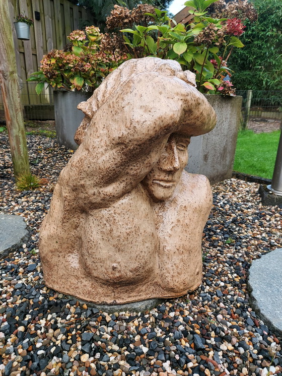 Image 1 of Bust Ceramic Garden Statue Signed