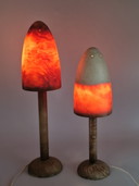 Paire de lampes champignons vintage en albâtre