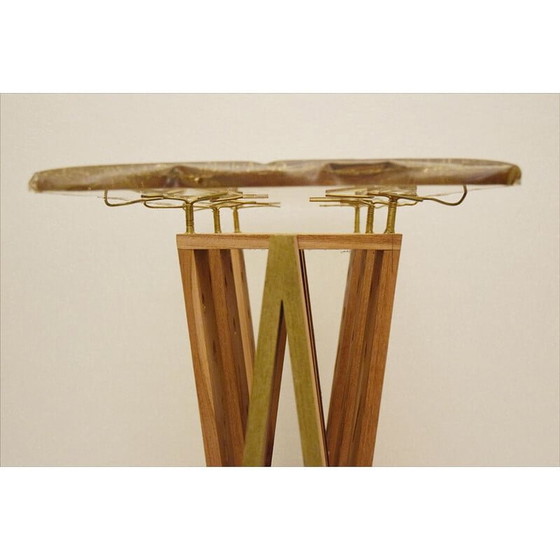 Image 1 of Vintage console "Golden eyes" in exotic wood, resin and brass, 1990s