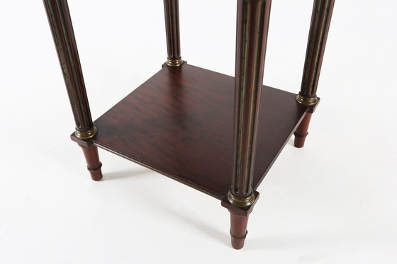 Image 1 of Comodino vintage in stile Impero francese in legno con piano in marmo, anni '50