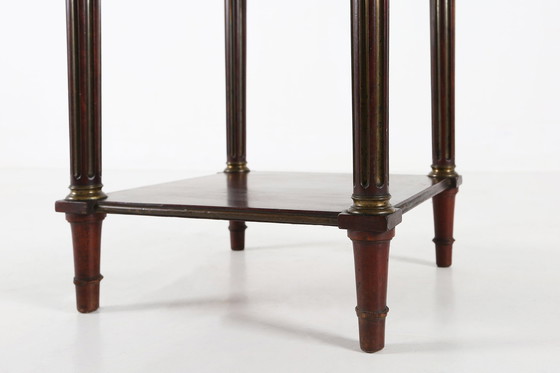 Image 1 of Comodino vintage in stile Impero francese in legno con piano in marmo, anni '50