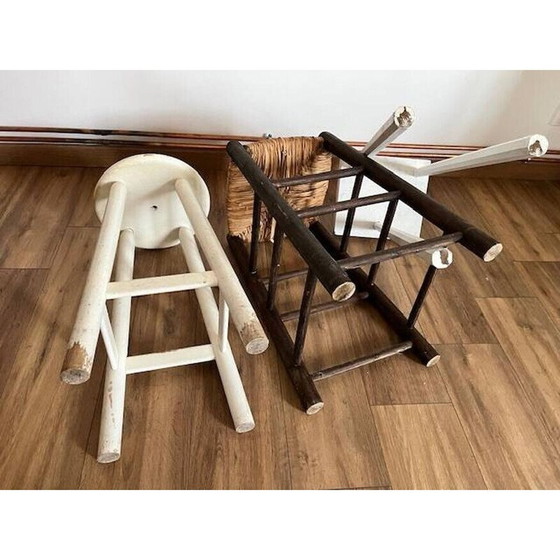 Image 1 of Set of 3 mismatched vintage high stools