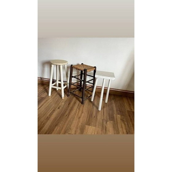 Image 1 of Set of 3 mismatched vintage high stools