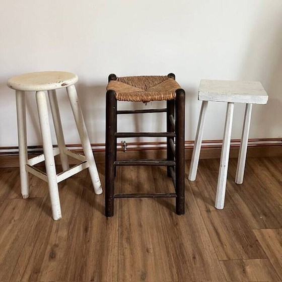 Image 1 of Set of 3 mismatched vintage high stools