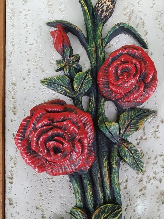 Image 1 of 11971 Decorazione murale 3D in ceramica vintage con rose