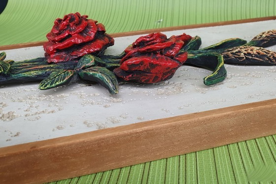 Image 1 of 11971 Decorazione murale 3D in ceramica vintage con rose