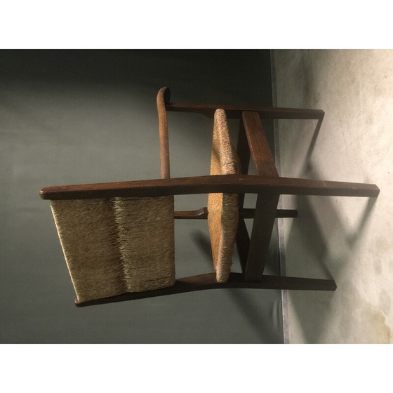 Image 1 of Vintage armchair in oak and rush, Netherlands 1930