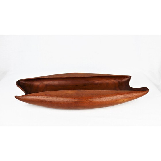 Image 1 of Vintage Scandinavian cup in carved teak, 1960