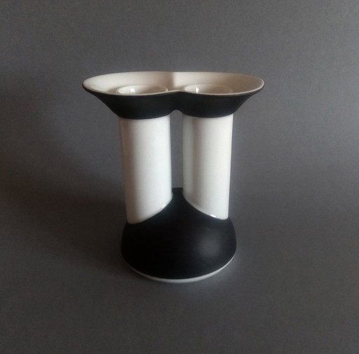 Jiri Lastovicka Postmodern Black&White Double Candle Holder 1988 Thun Studio