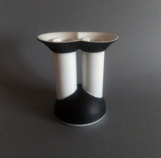 Image 1 of Jiri Lastovicka Postmodern Black&White Double Candle Holder 1988 Thun Studio