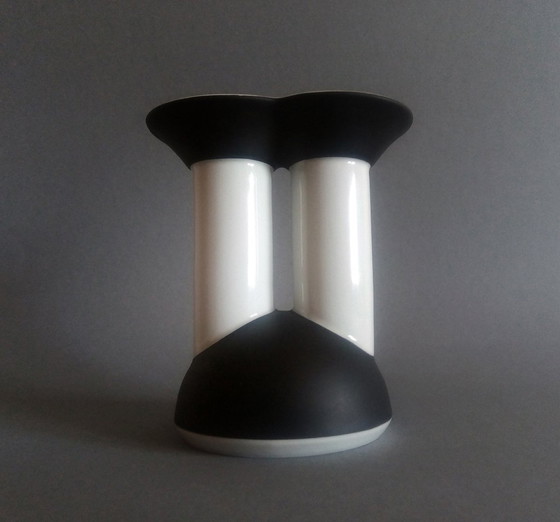 Image 1 of Jiri Lastovicka Postmodern Black&White Double Candle Holder 1988 Thun Studio