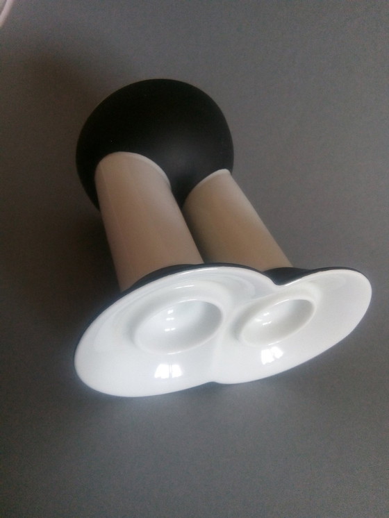 Image 1 of Jiri Lastovicka Postmodern Black&White Double Candle Holder 1988 Thun Studio