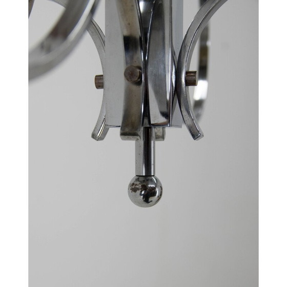 Image 1 of Vintage Art Deco chandelier in opal glass and wood, 1930