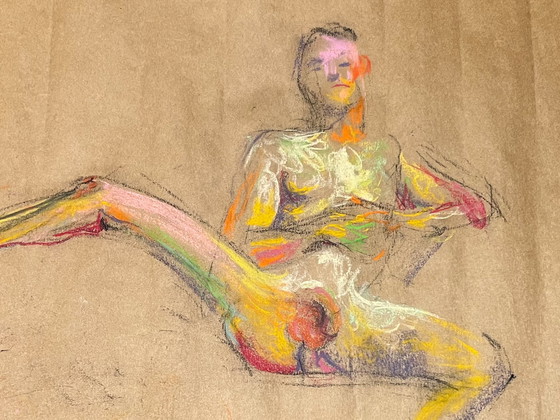 Image 1 of Hubert Posing By Maxim Bondarenko. Original Pastel On Craft Paper. Signed