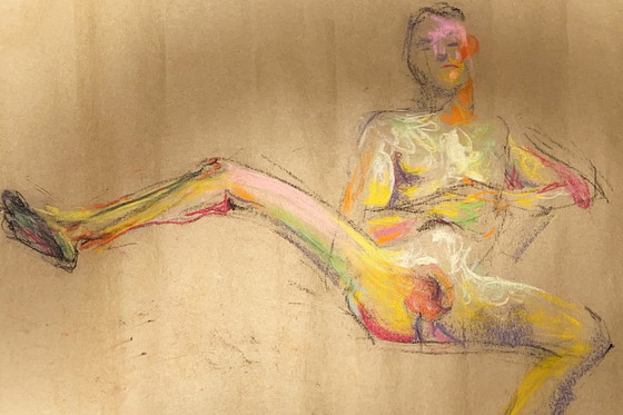 Image 1 of Hubert Posing By Maxim Bondarenko. Original Pastel On Craft Paper. Signed