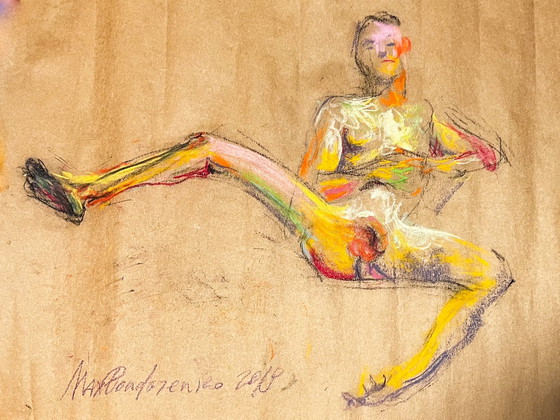 Image 1 of Hubert Posing By Maxim Bondarenko. Original Pastel On Craft Paper. Signed