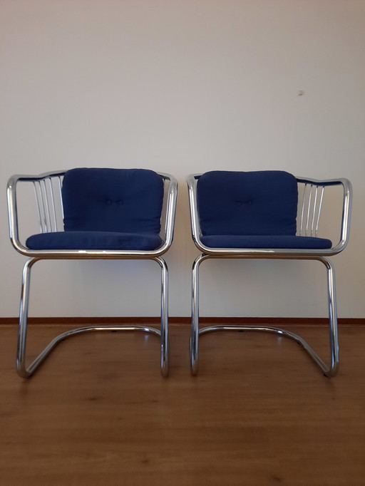 2x Sillas vintage cromadas