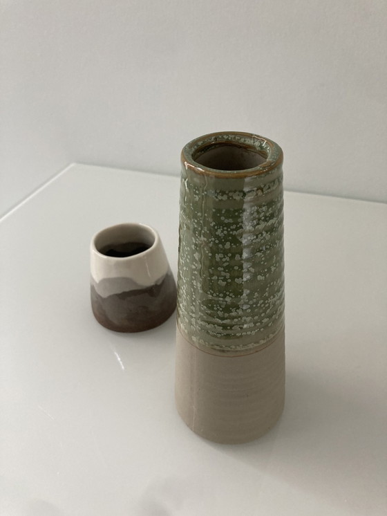 Image 1 of Set Of Two Retro Vases, Ceramic With Glaze