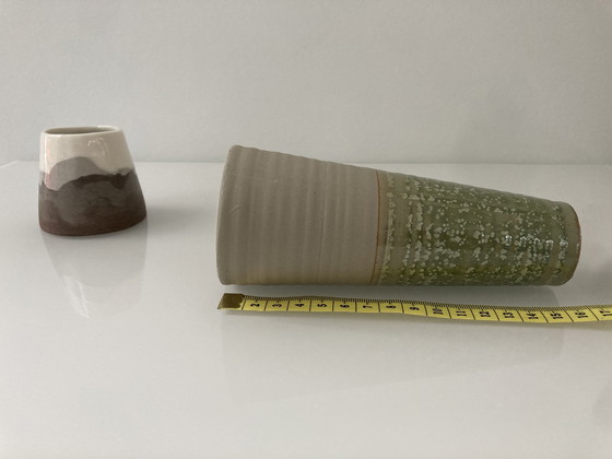 Image 1 of Set Of Two Retro Vases, Ceramic With Glaze