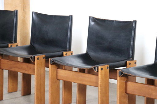 Set Of 4 Monk Dining Chairs By Afra And Tobia Scarpa For Molteni Italy 1974