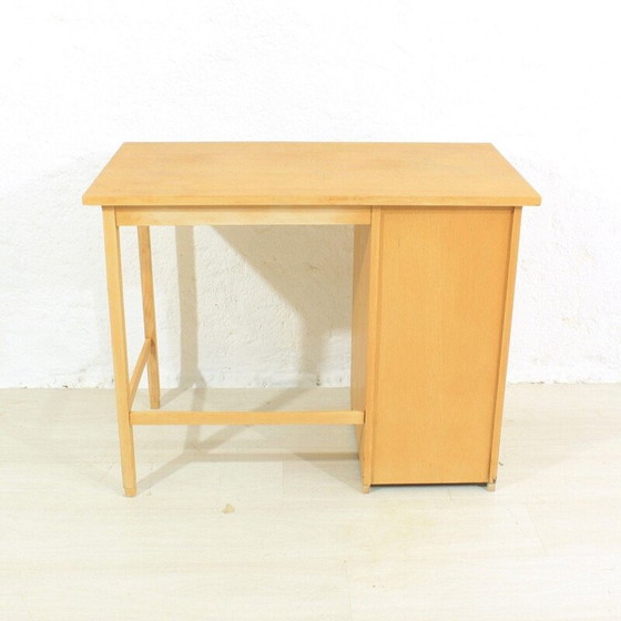 Image 1 of Vintage solid oak and beech shutter desk, 1950
