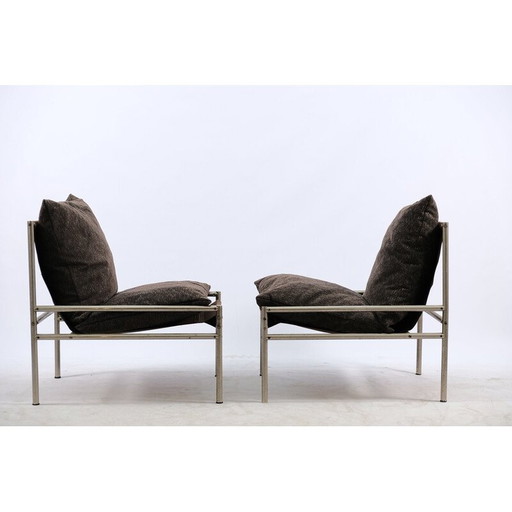 Pair of vintage industrial steel armchairs, Germany 1949