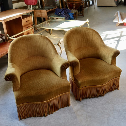 duo fauteuils crapaud jaunes