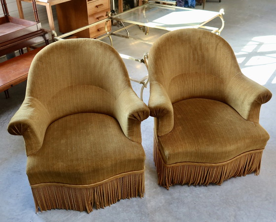 Image 1 of duo fauteuils crapaud jaunes