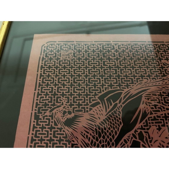 Image 1 of Set of 3 vintage “cut paper birds” paintings, 1970