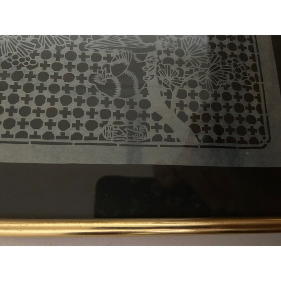 Image 1 of Set of 3 vintage “cut paper birds” paintings, 1970