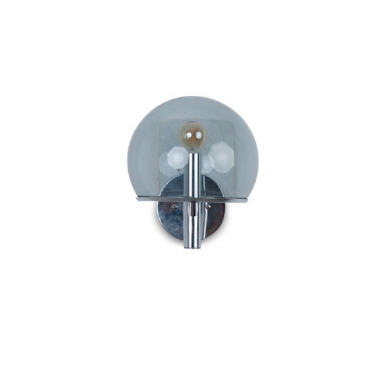 Image 1 of Pair of vintage wall lamp in chrome metal and smoked glass in boulle shape by Gaetano Sciolari, Italy 1970