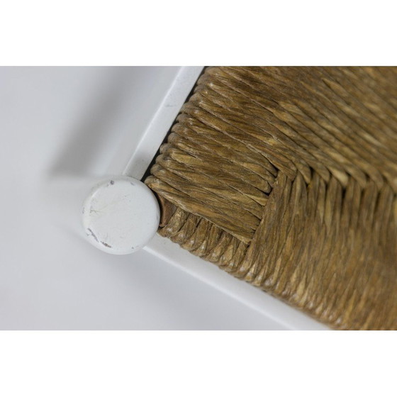 Image 1 of Pair of vintage stools in lacquered wood and straw, 1970
