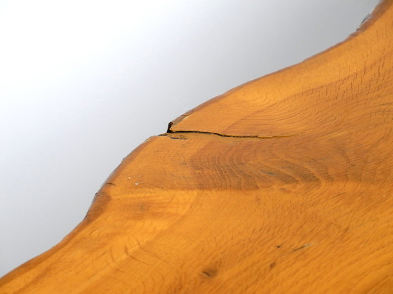 Image 1 of 1970s Regency design side coffee table made of a thick tree slice and with 3 plexiglass legs