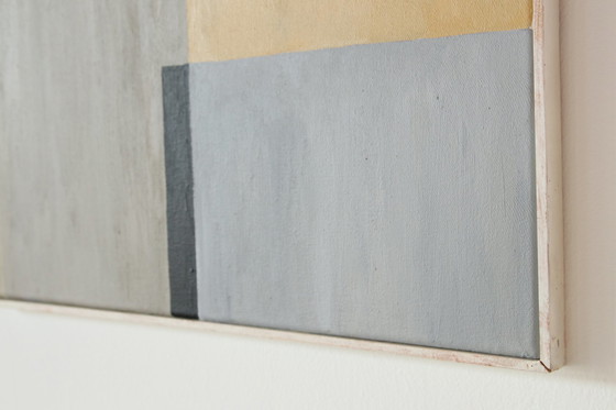 Image 1 of Œuvre d'art abstraite en jaune, beige, blanc et gris des années 1960