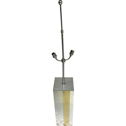 Vintage lamp in silver and gold lamellas, France 1970