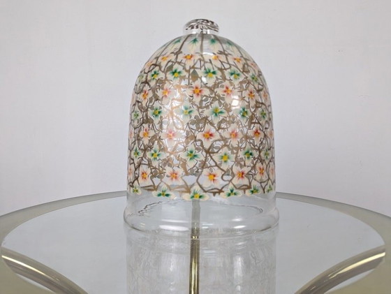 Image 1 of 2X Hand-Painted Floral Glass Lanterns