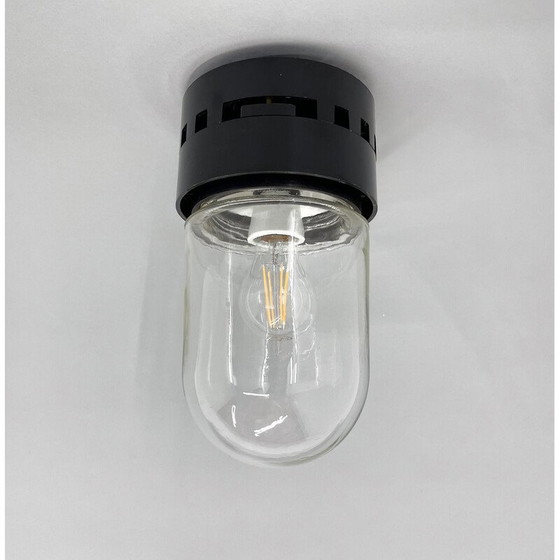 Image 1 of Vintage industrial ceiling lamp in bakelite and glass, Czechoslovakia 1950