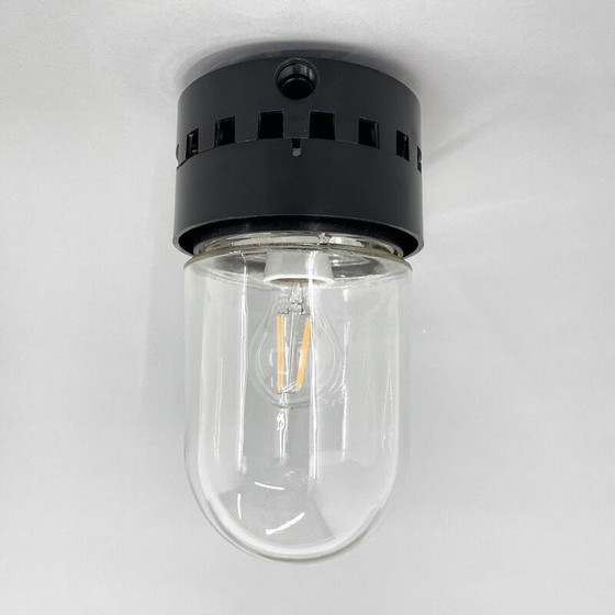 Image 1 of Vintage industrial ceiling lamp in bakelite and glass, Czechoslovakia 1950