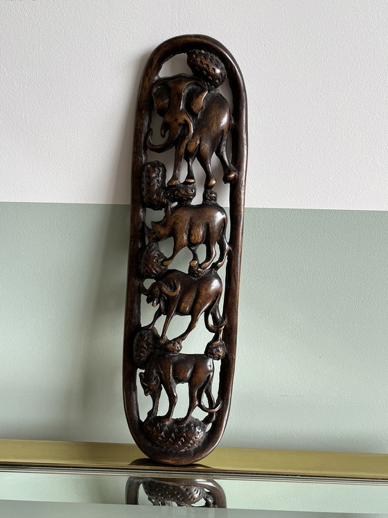 Image 1 of Sculpture sur bois des 5 grands animaux d'Afrique