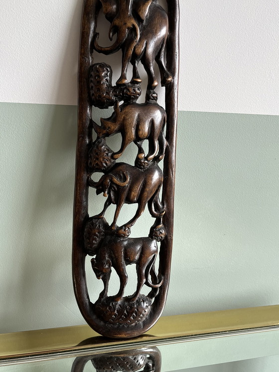 Image 1 of Sculpture sur bois des 5 grands animaux d'Afrique