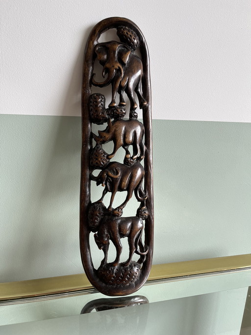 Sculpture sur bois des 5 grands animaux d'Afrique