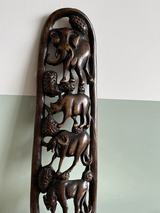 Image 1 of Sculpture sur bois des 5 grands animaux d'Afrique