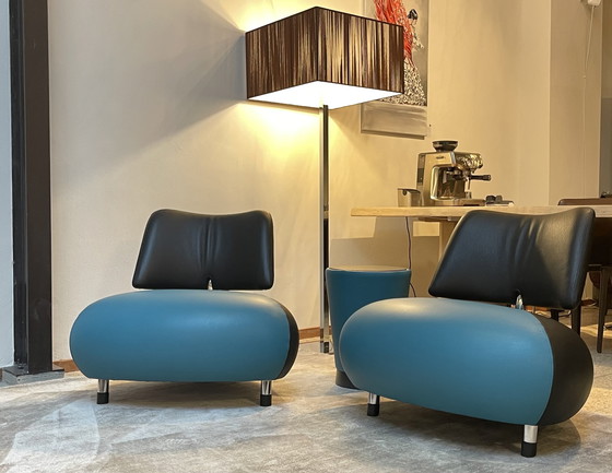 Image 1 of 2x Leolux Pallone Pa armchair + 1x footstool