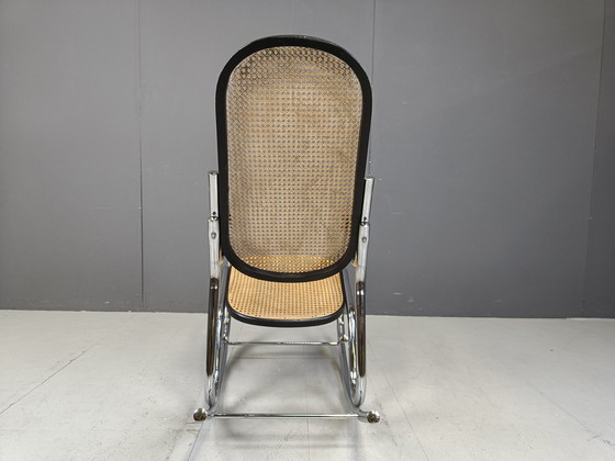 Image 1 of Vintage Chrome And Rattan Rocking Chair, 1960S