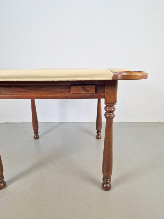 Image 1 of Mesa de juego de bridge Valenti de madera de nogal y piel de becerro para 4 personas