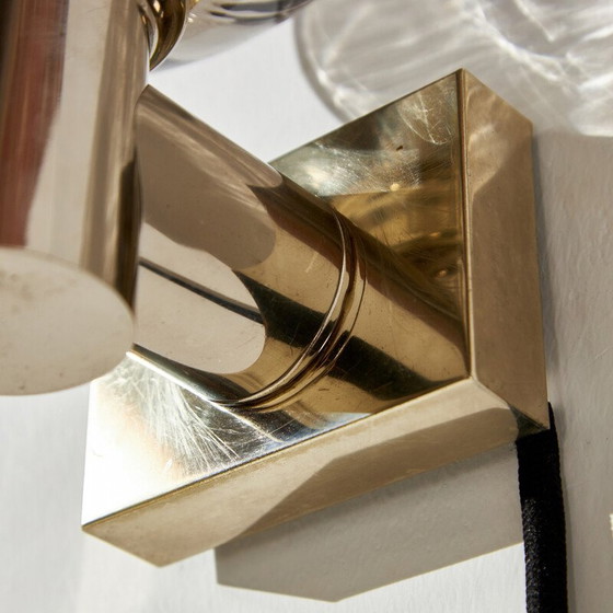 Image 1 of Pair of vintage sconces in smoked glass and metal, 1970