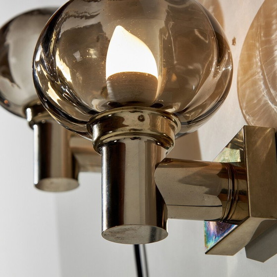 Image 1 of Pair of vintage sconces in smoked glass and metal, 1970
